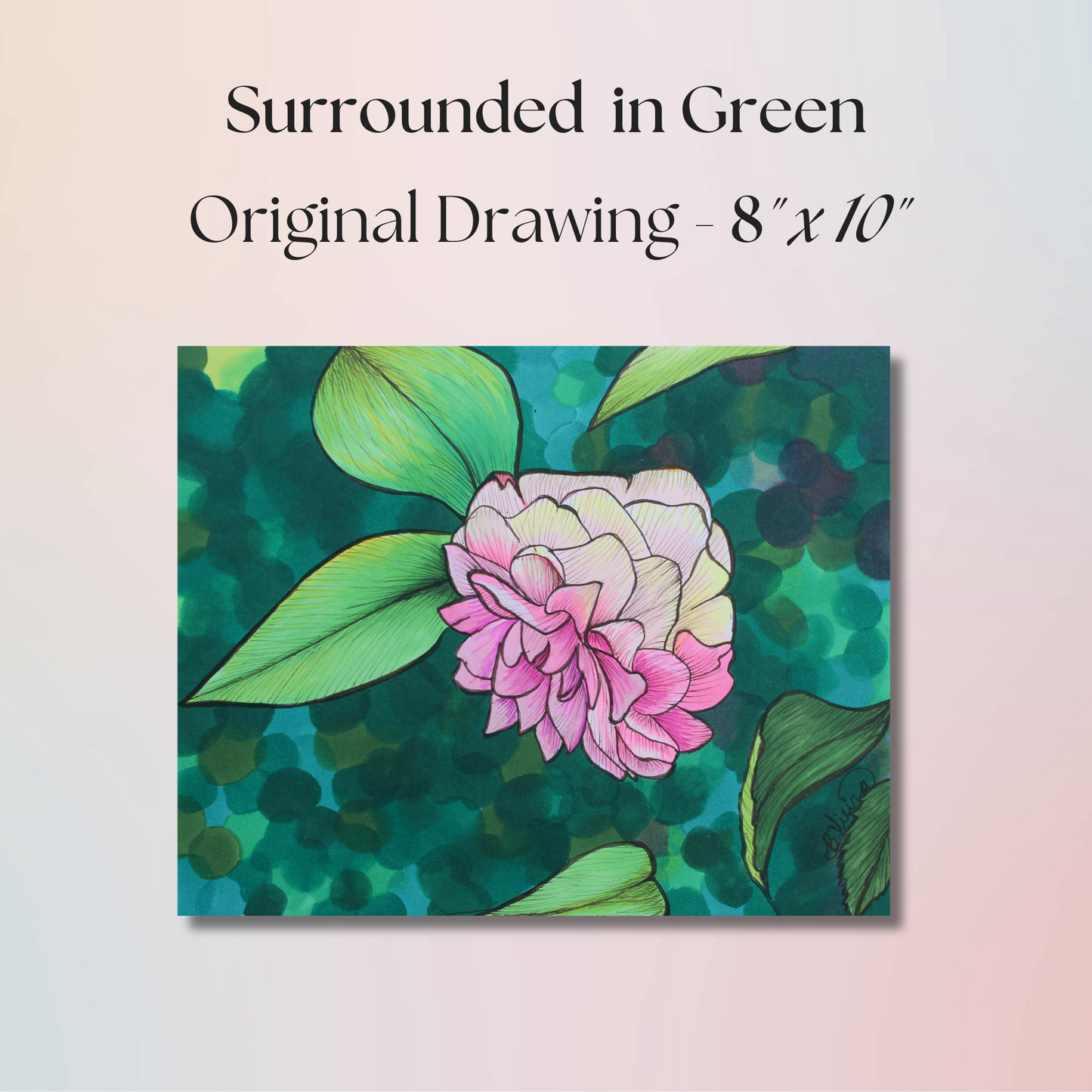 Surrounded in Green Drawing - 8" x 10" Original Marker Artwork