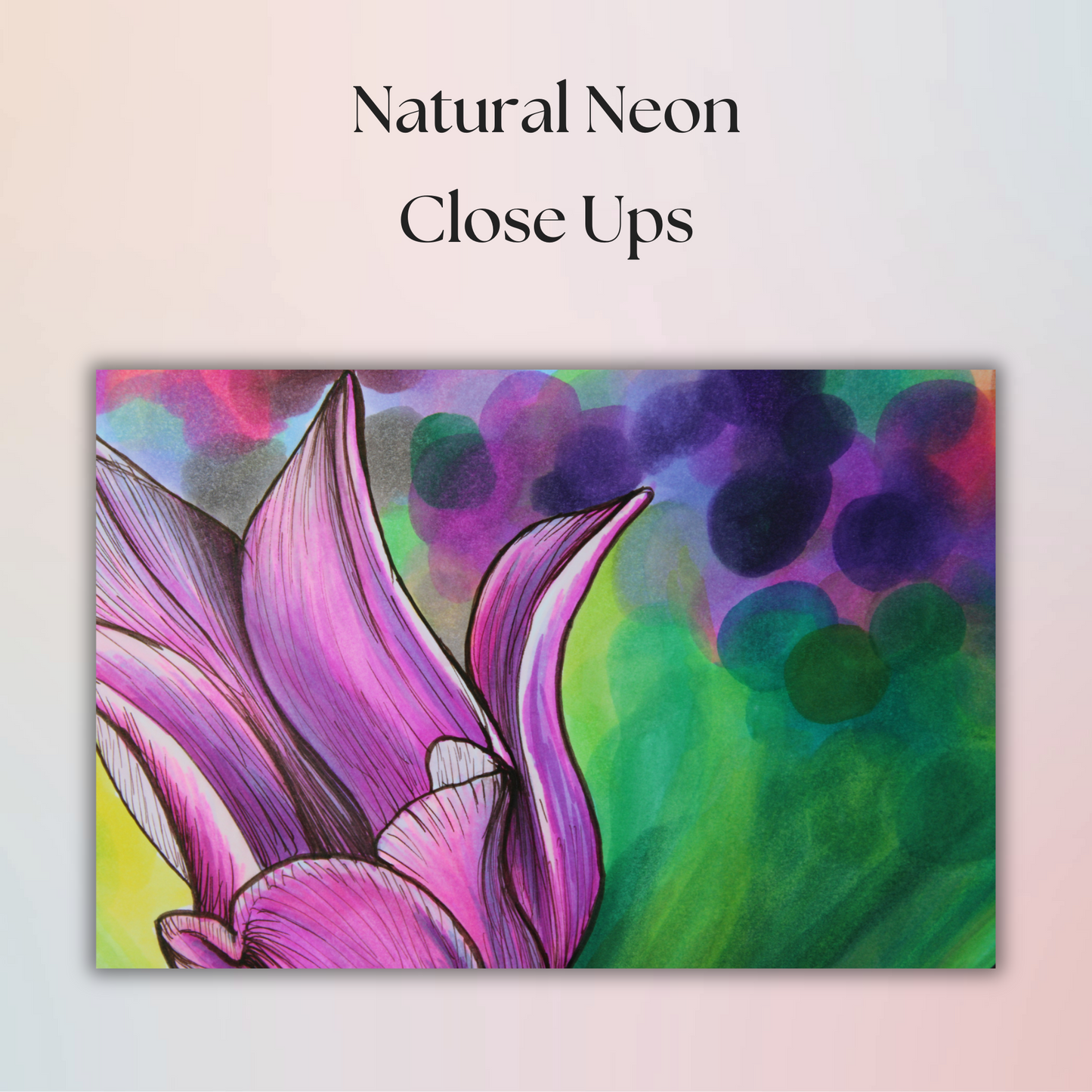 Natural Neon Flower Drawing - 8" x 10" Original Marker Artwork