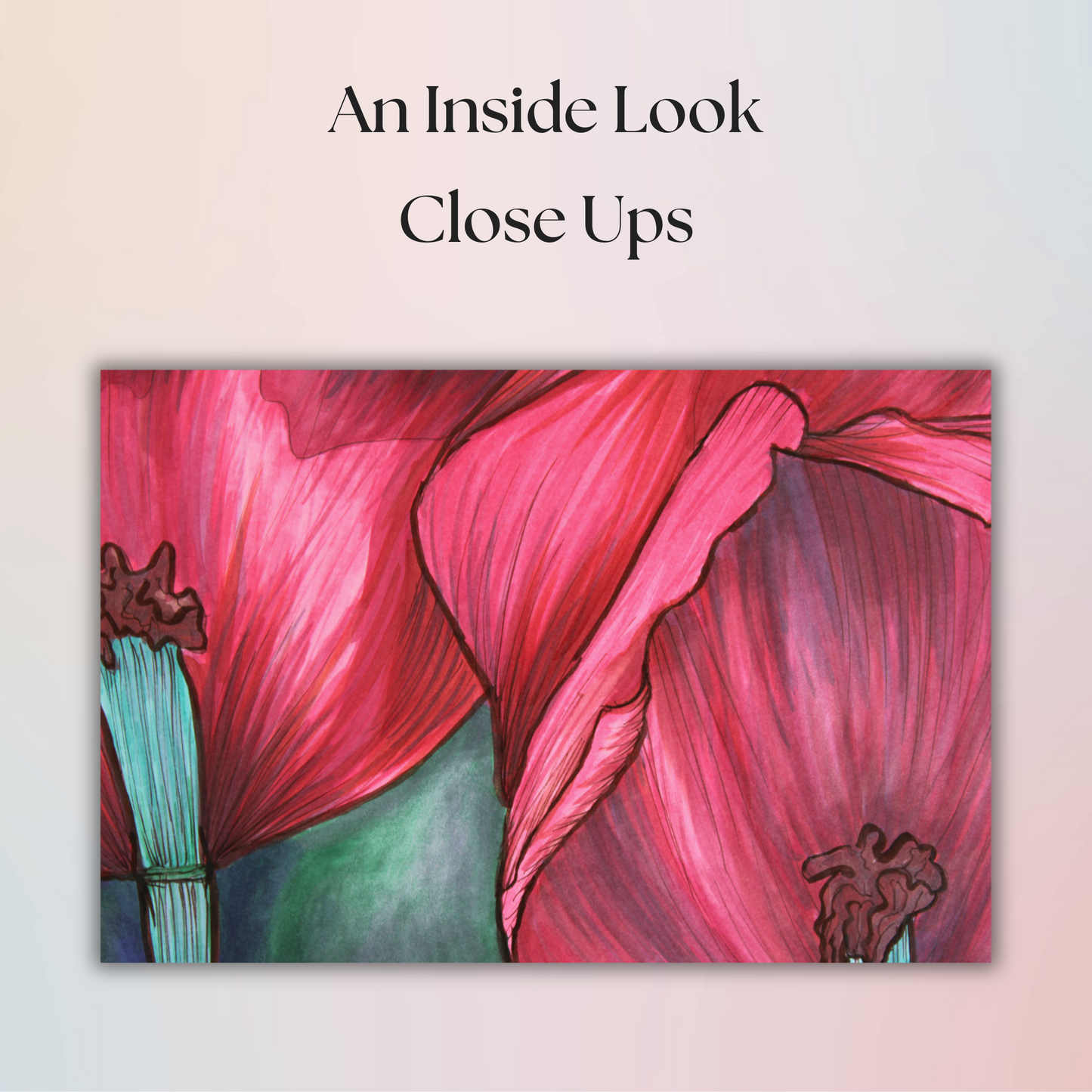 Inside Look Flower Drawing - 8" x 10" Original Marker Artwork