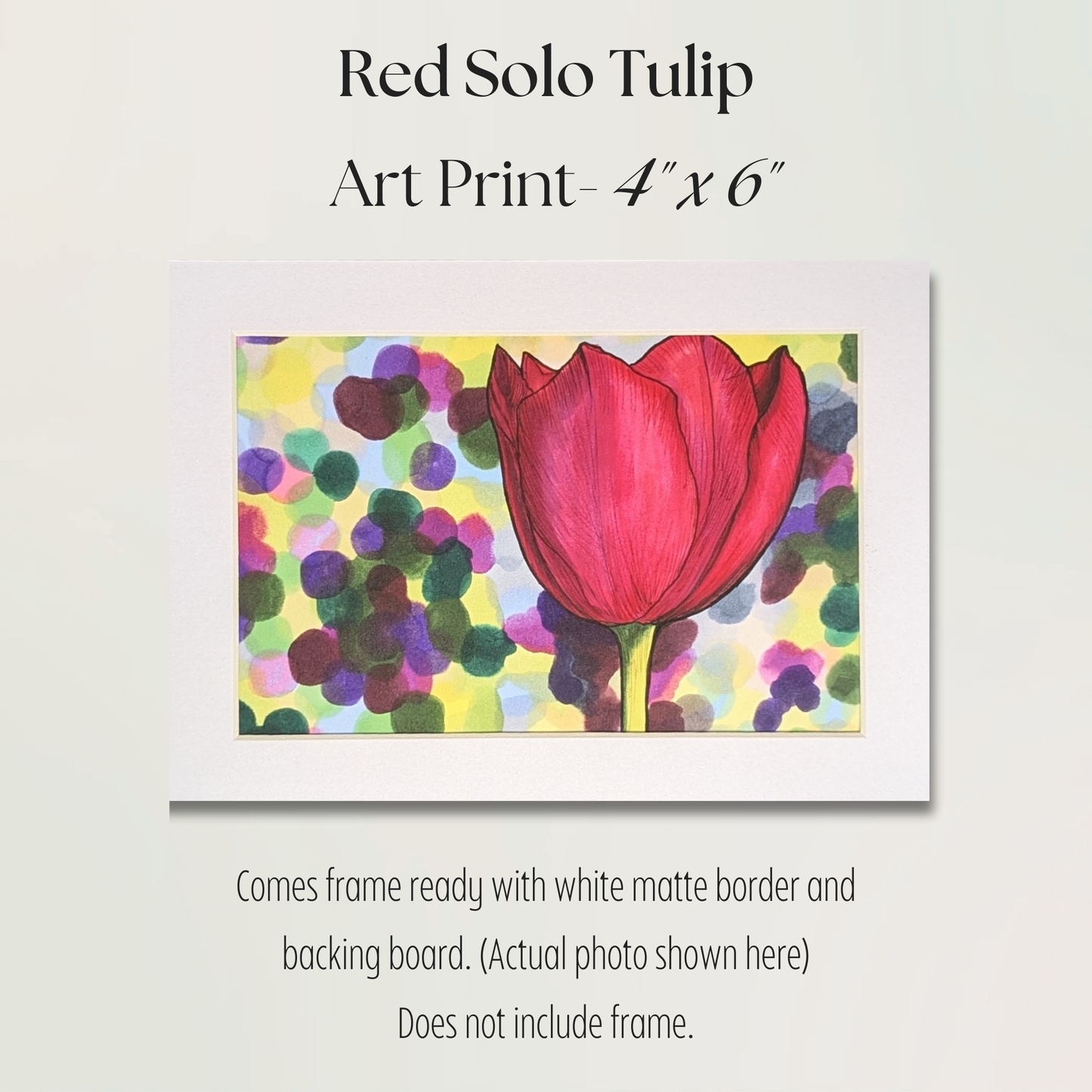 Red Solo Tulip Print - 4" x 6" Marker Drawing Print