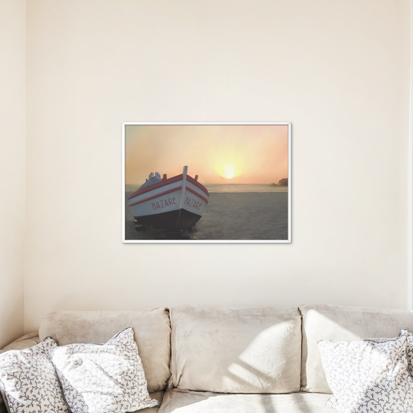 Nazare, Portugal Painting - 8" x 10" Beach Print
