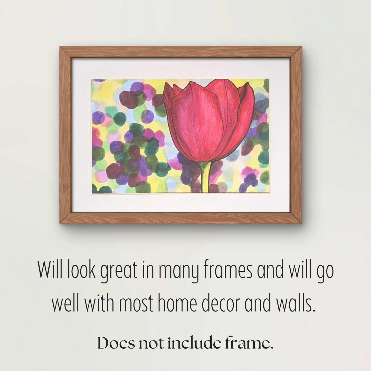 Red Solo Tulip Print - 4" x 6" Marker Drawing Print