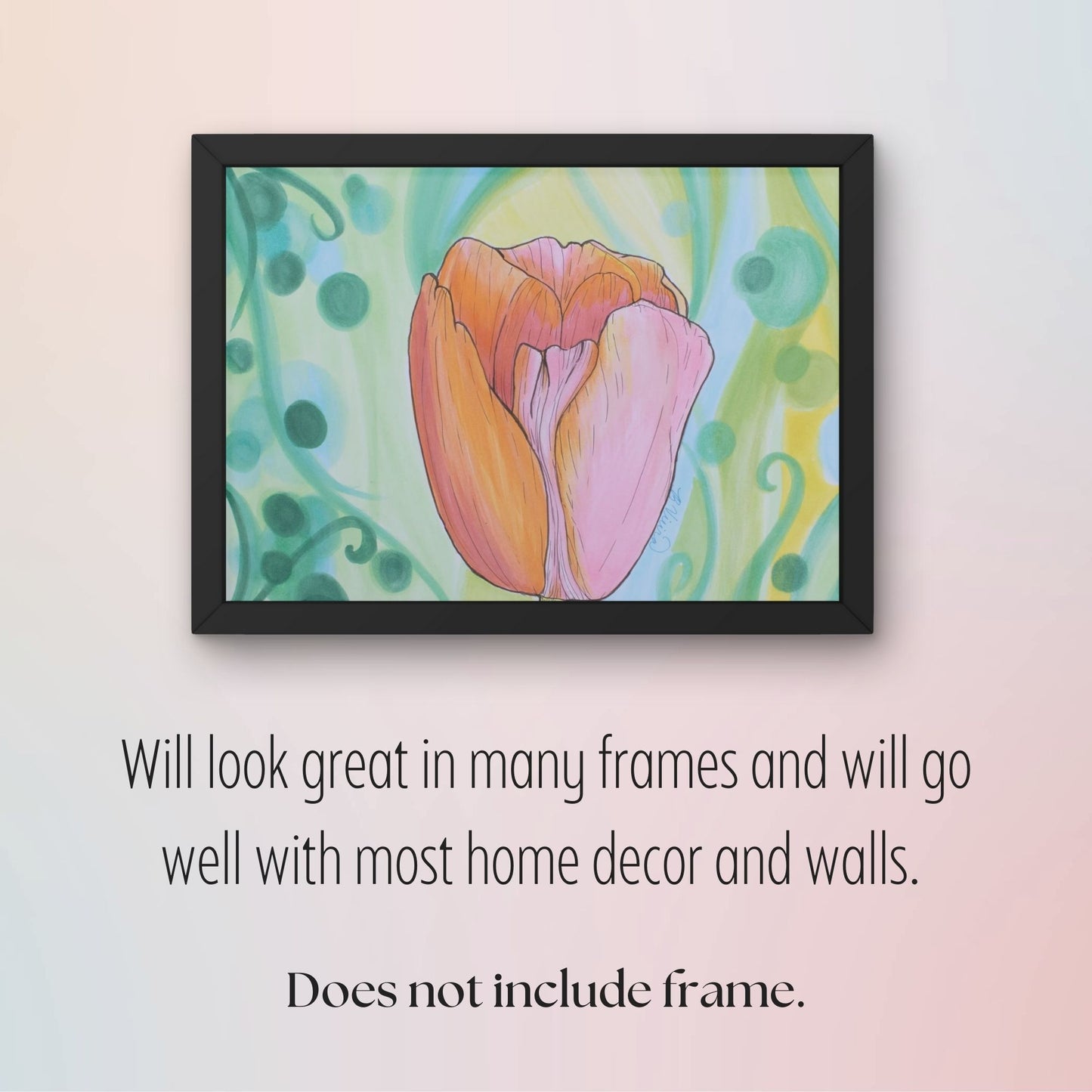 Pink and Orange Tulips - 9" x 12" Original Marker Artwork