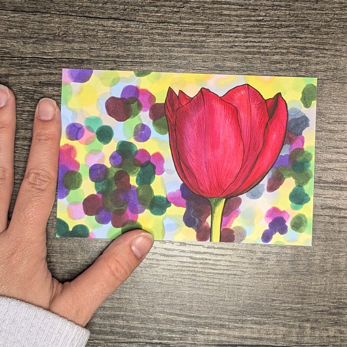Red Solo Tulip Print - 4" x 6" Marker Drawing Print