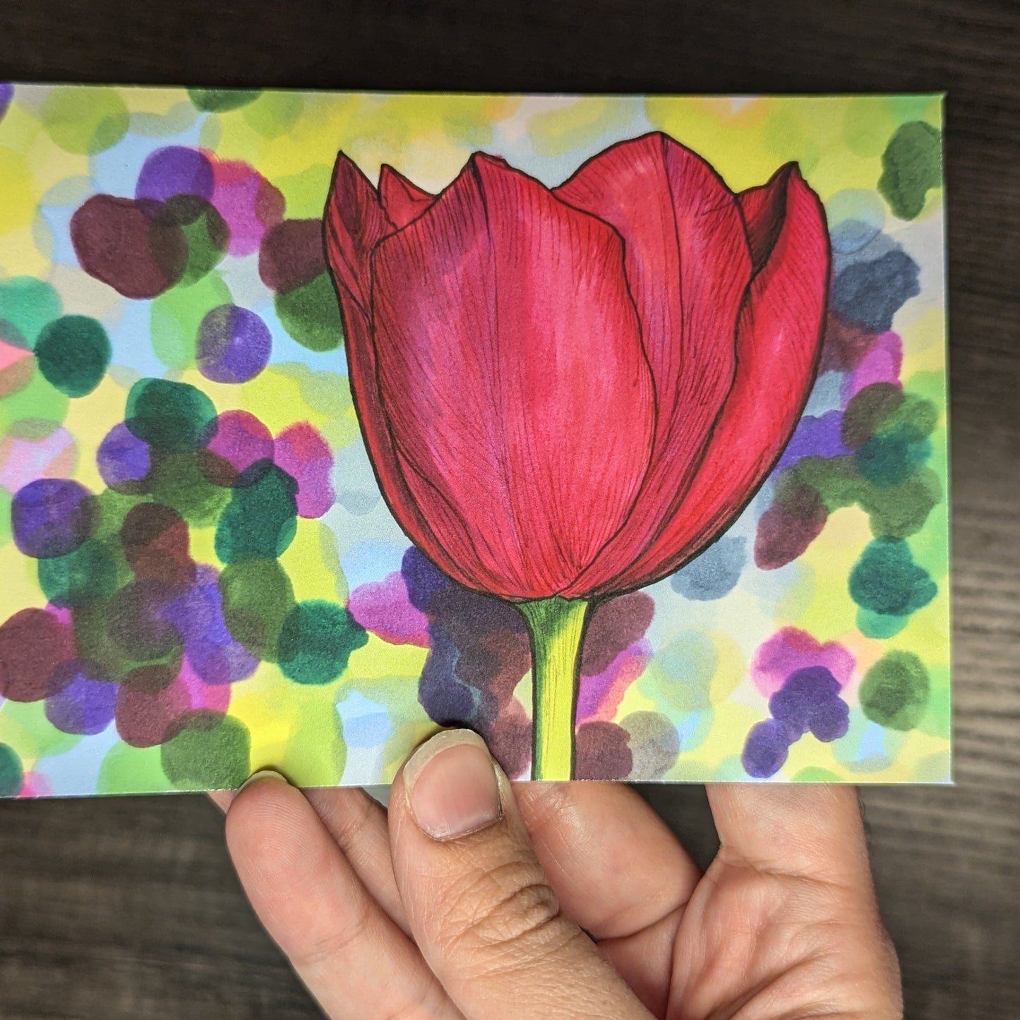 Red Solo Tulip Print - 4" x 6" Marker Drawing Print