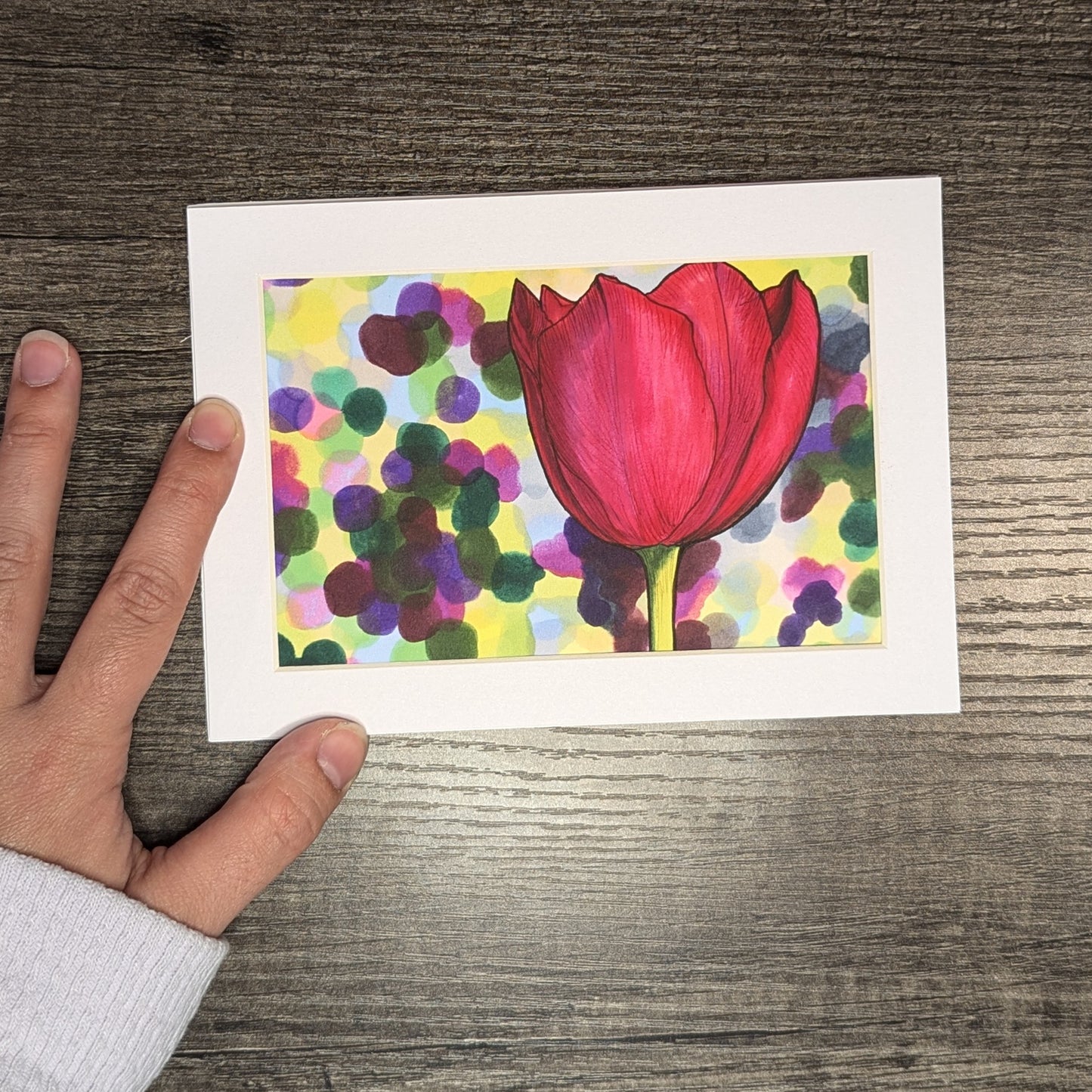 Red Solo Tulip Print - 4" x 6" Marker Drawing Print