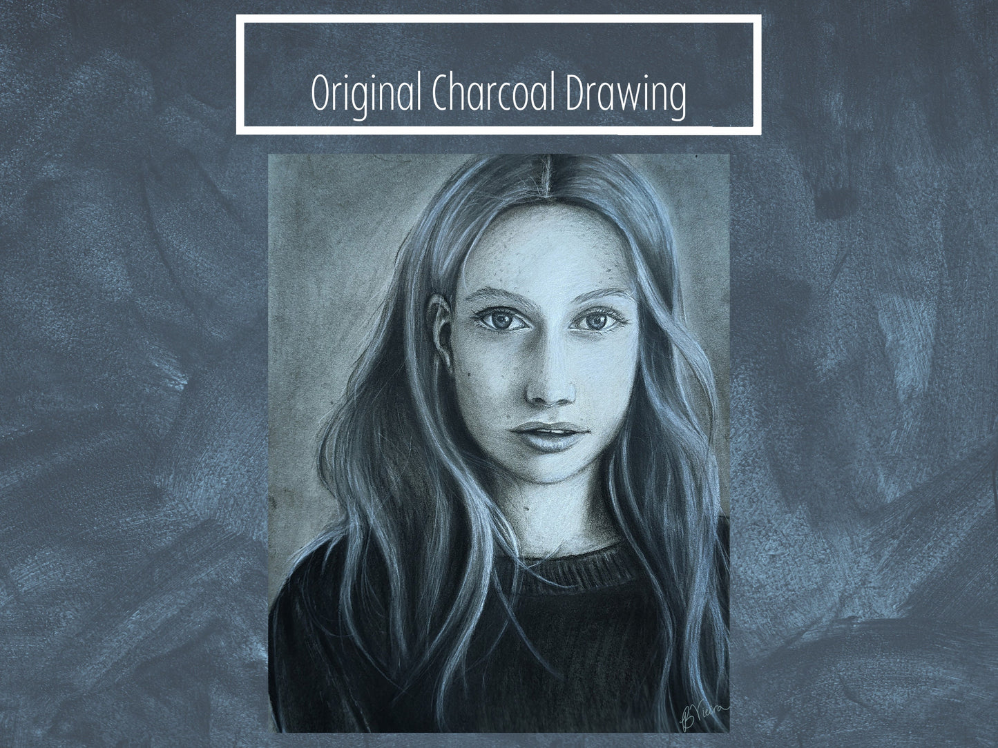 Blank Stare Charcoal Portrait - 11" x14" Original Drawing