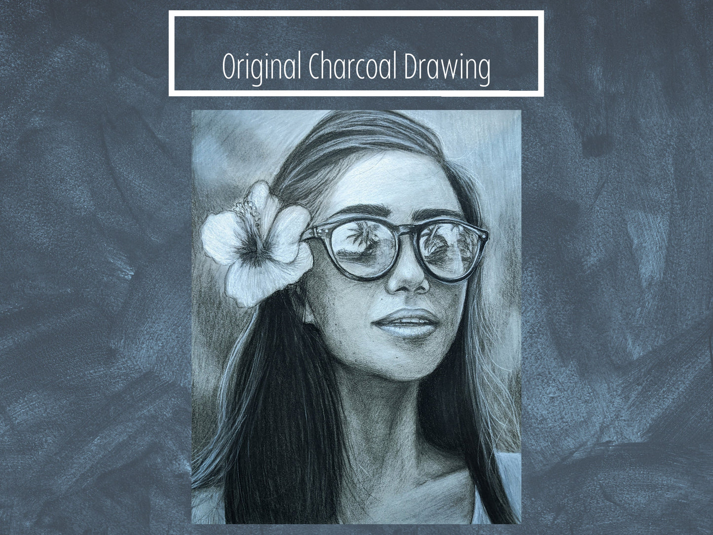 Handmade Original Charcoal Portrait Drawing of a Woman - 11" x 14" High Quality Illustration