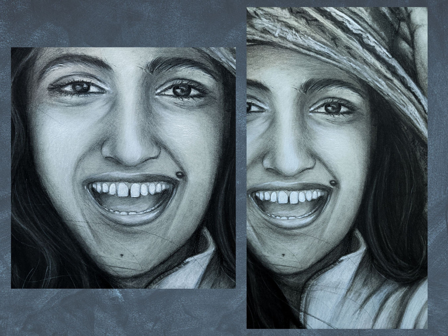 Joy Portrait Drawing - 11" x 14" Original Charcoal Drawing