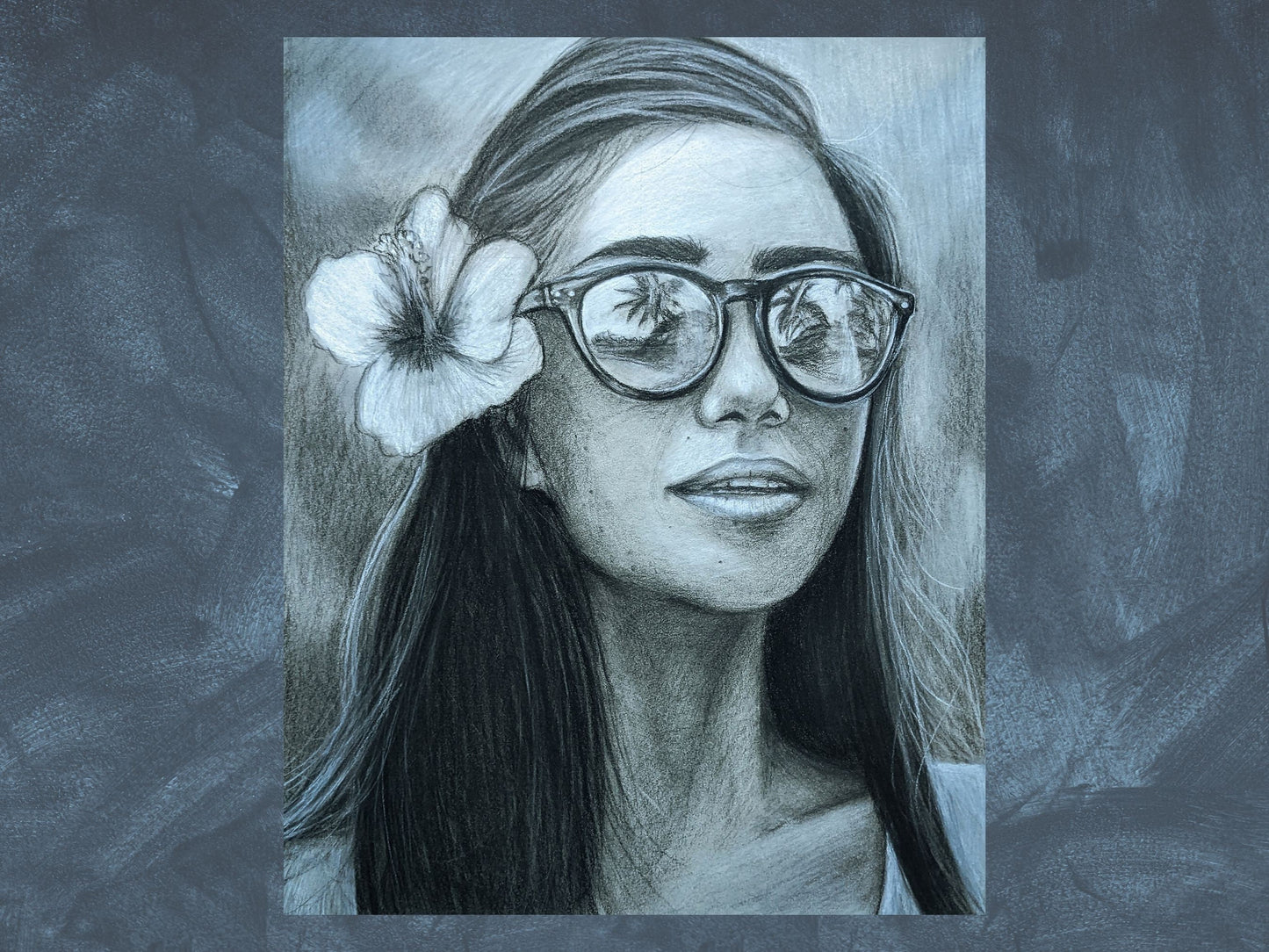 Handmade Original Charcoal Portrait Drawing of a Woman - 11" x 14" High Quality Illustration