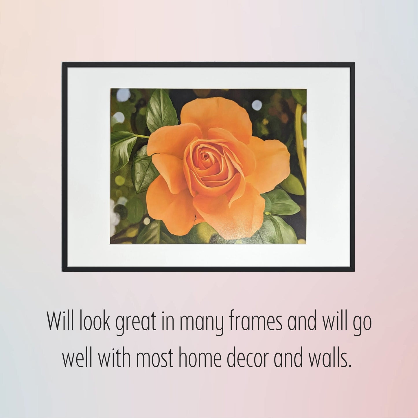 Orange Rose Painting - 4" x 6" Art Print