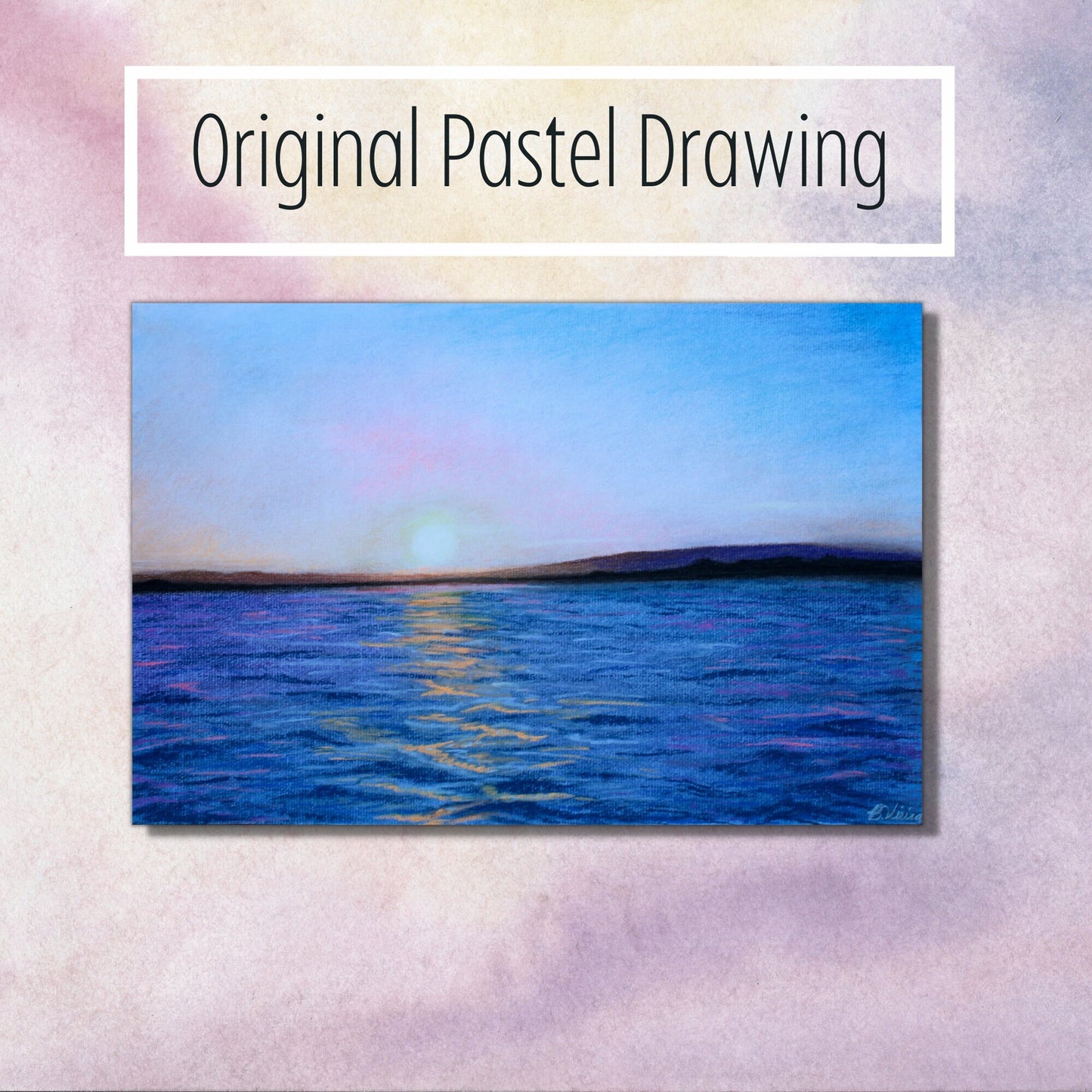 Santa Cruz Beach Sunset Drawing - Original Handmade Fine Art