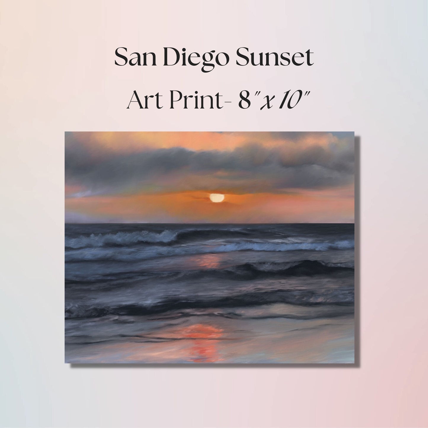 San Diego Sunset Painting - 8" x 10" Pacific Beach Print