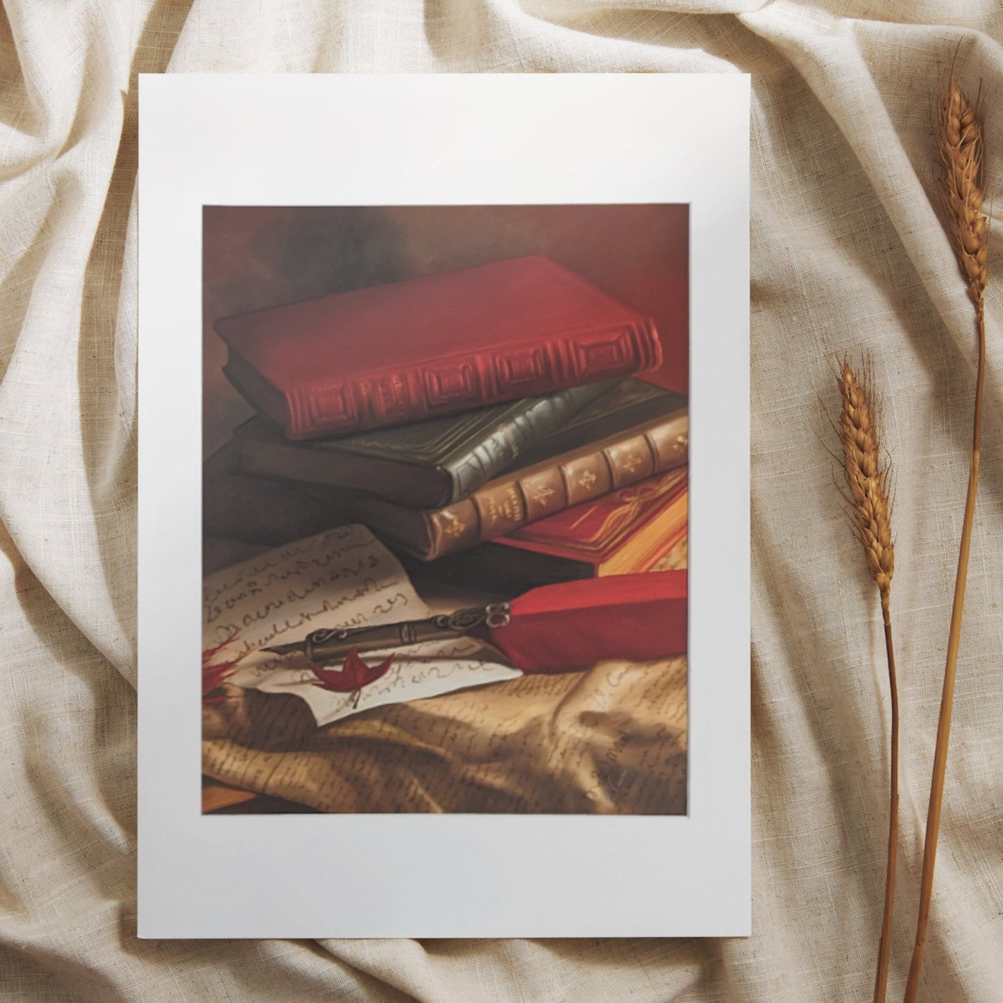 Stack of Books Painting - 8" x 10" Dark Academia Print