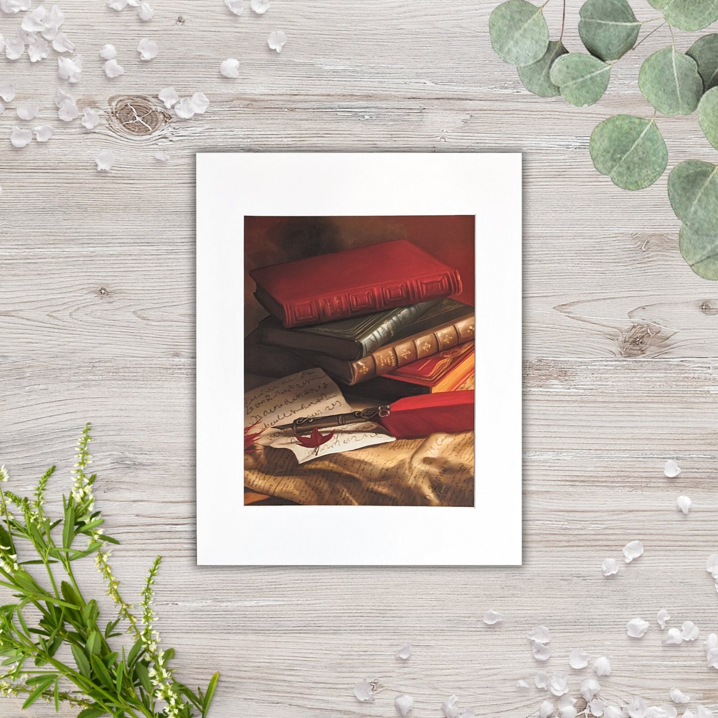 Stack of Books Painting - 8" x 10" Dark Academia Print