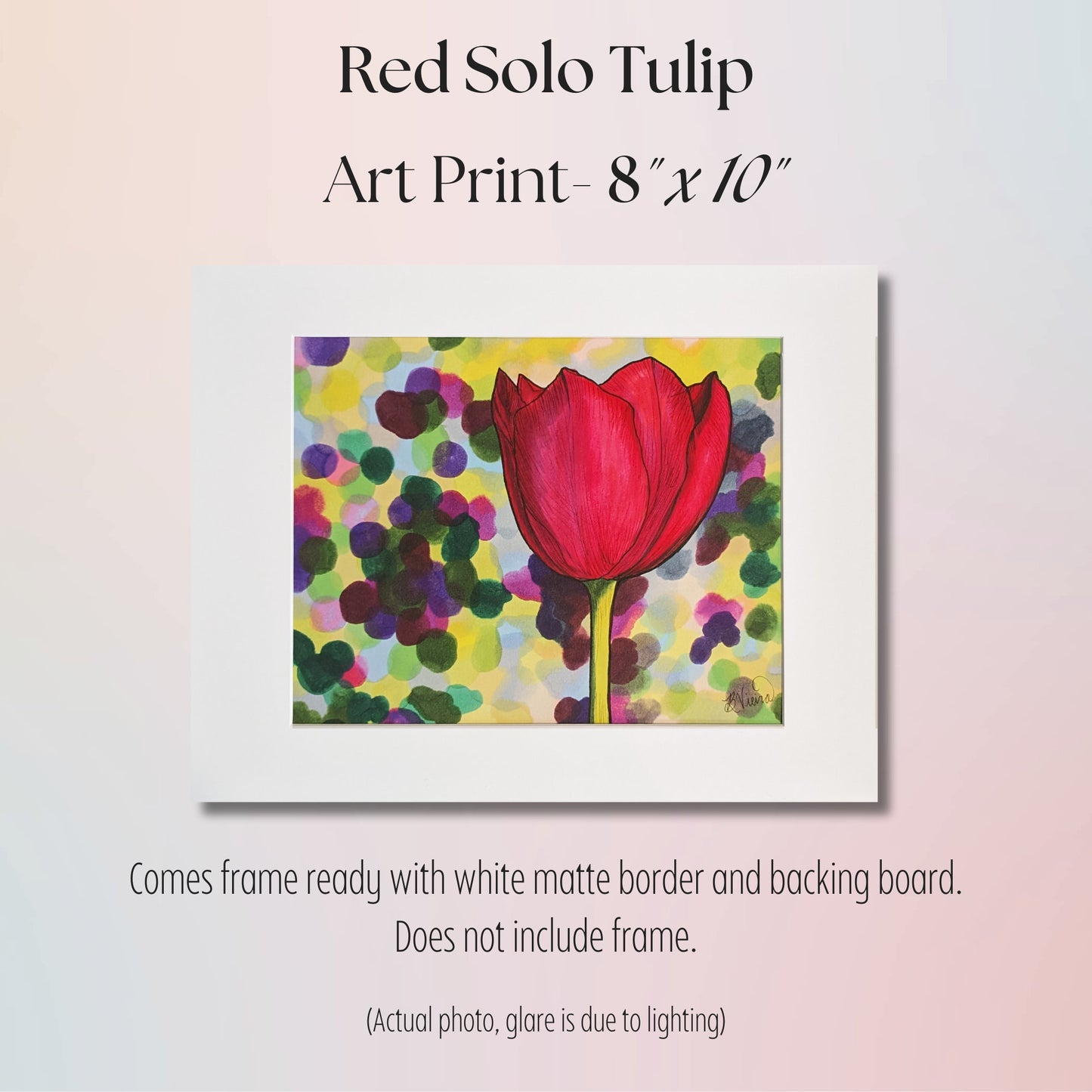 Red Tulip Drawing - 8" x 10" Marker Print