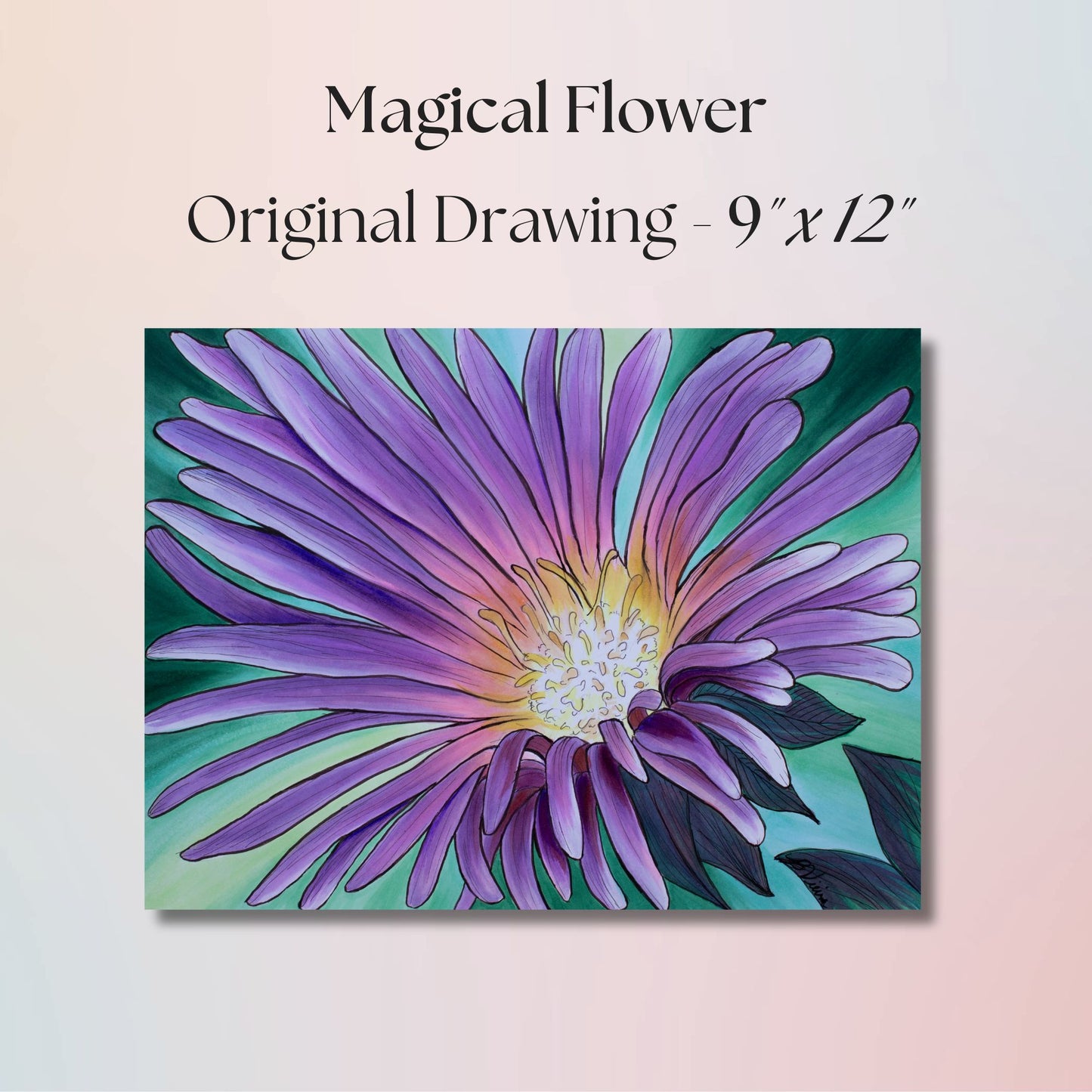 Magical Flower - 9" x 12" Original Marker Artwork