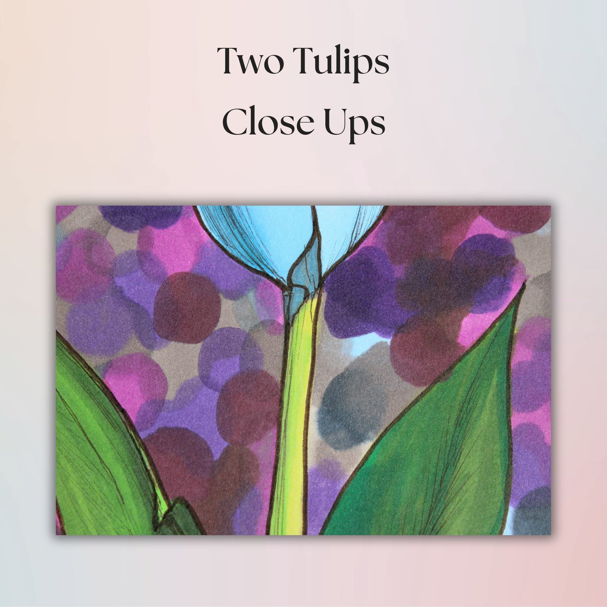 Artistic depiction of two tulips with colorful abstract background