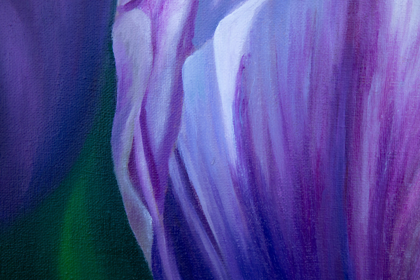 Close-up of a purple flower with a green background