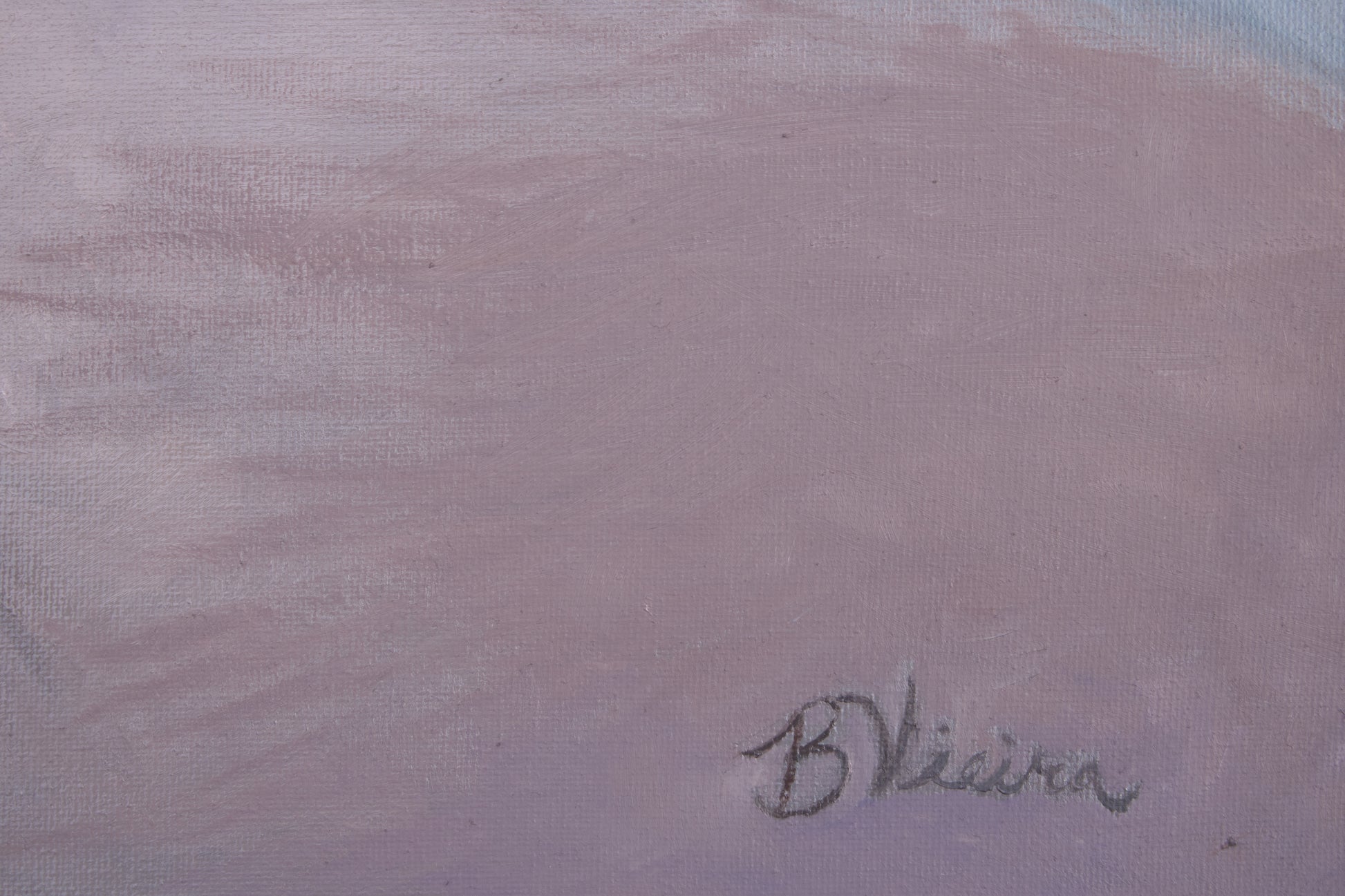Close-up of a textured surface with a signature in the bottom right corner.