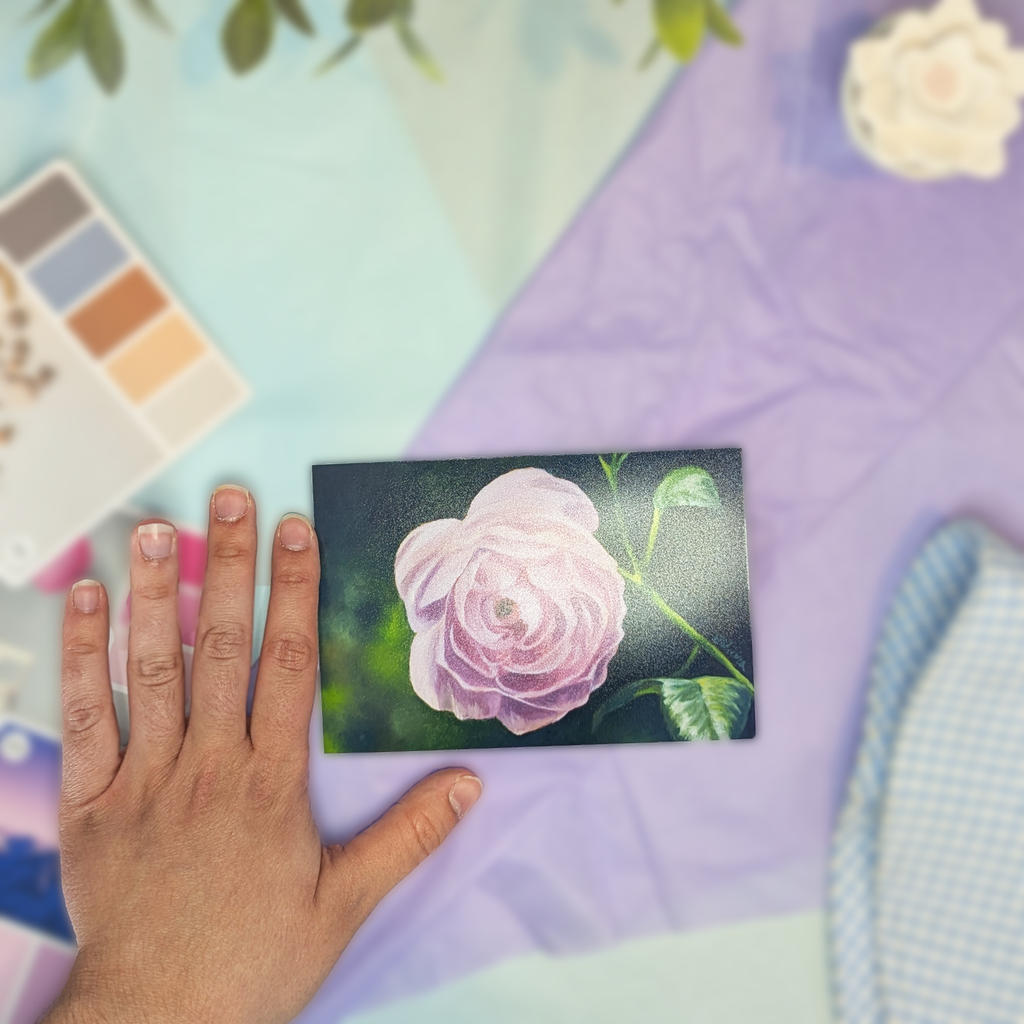 Soft Pink Rose Painting - Mini Print
