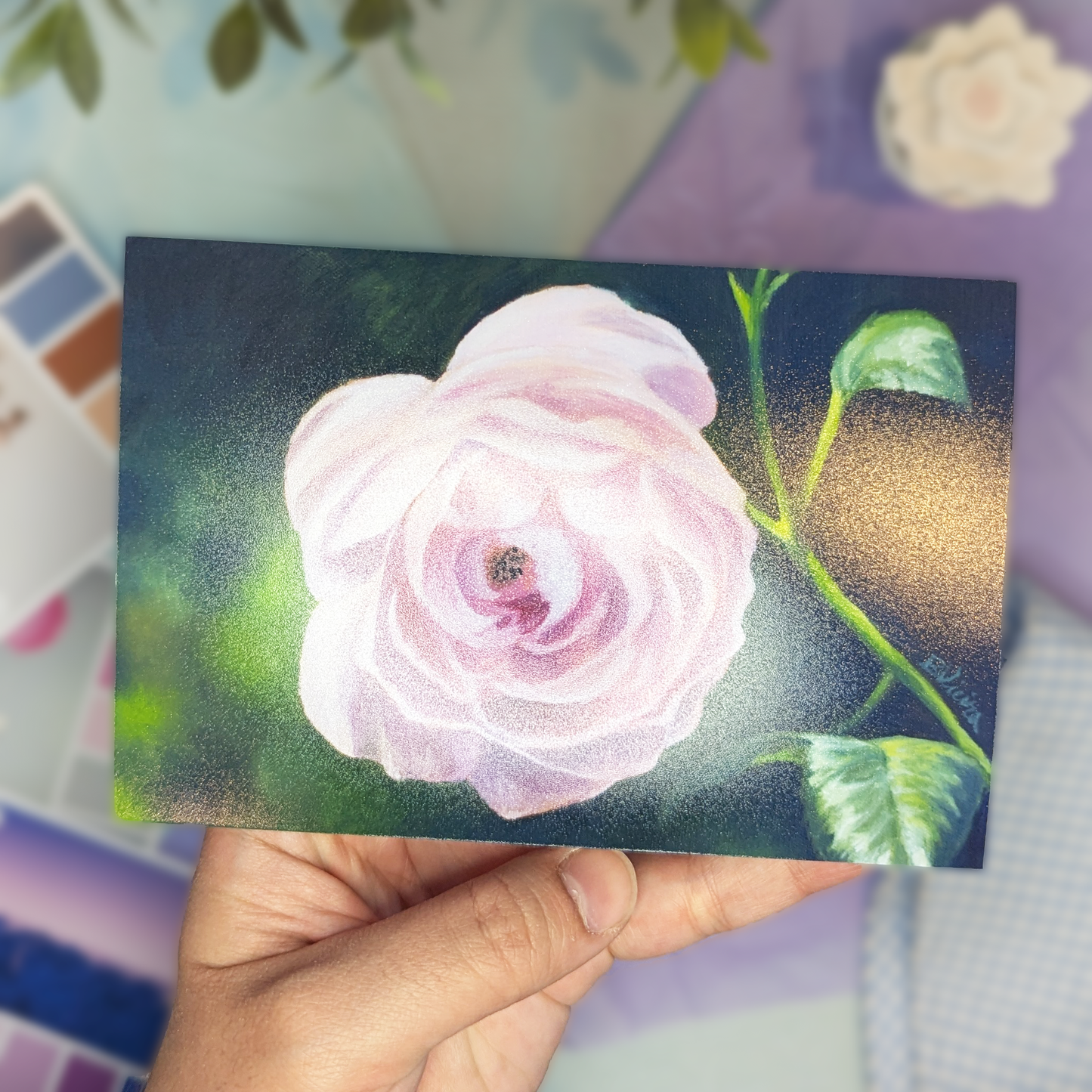 Soft Pink Rose Painting - Mini Print