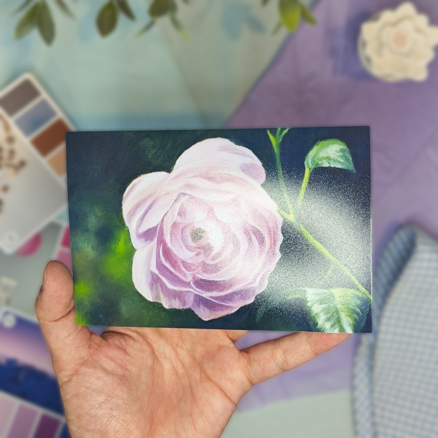 Soft Pink Rose Painting - Mini Print