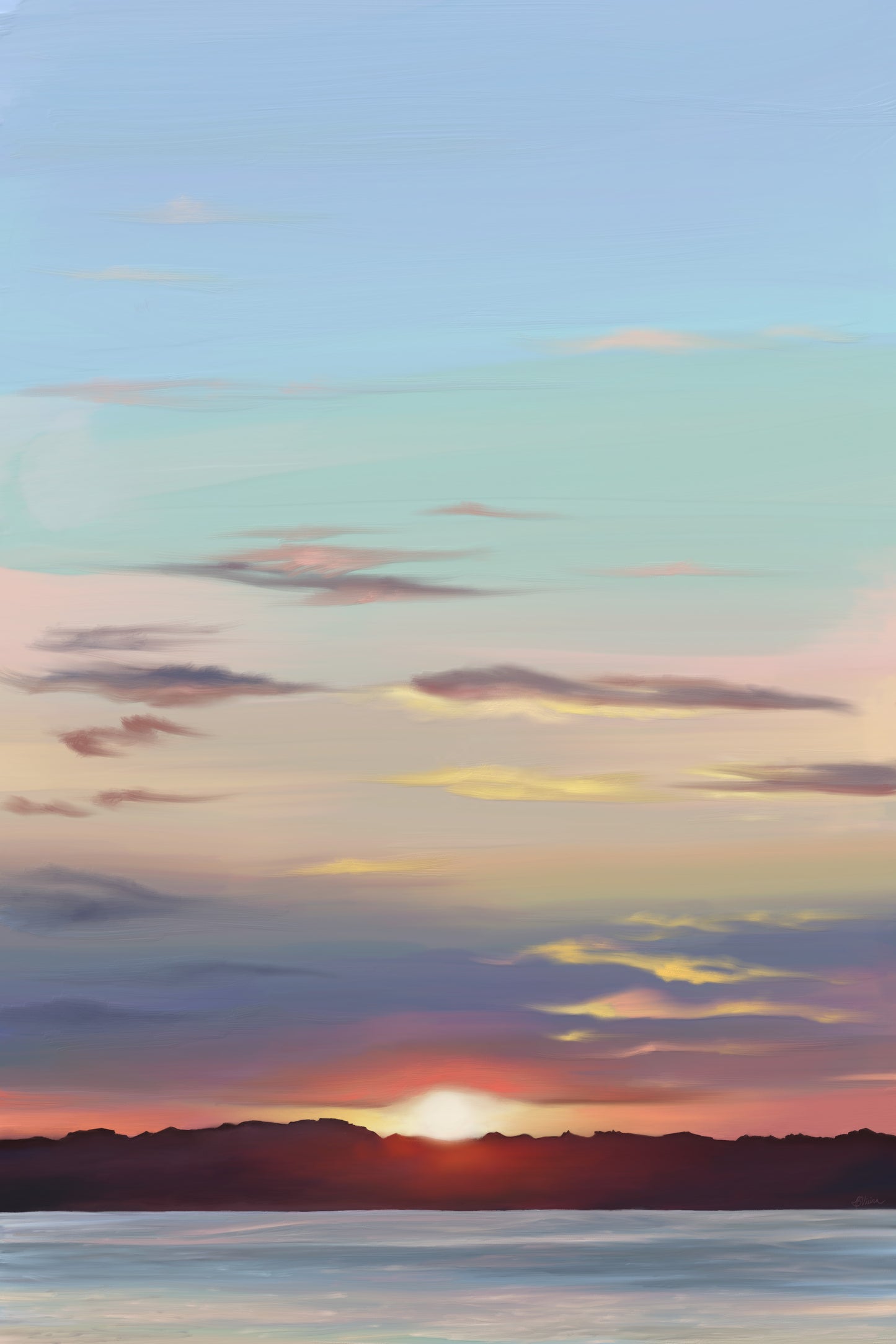 Newport Sunset Painting - Mini Print