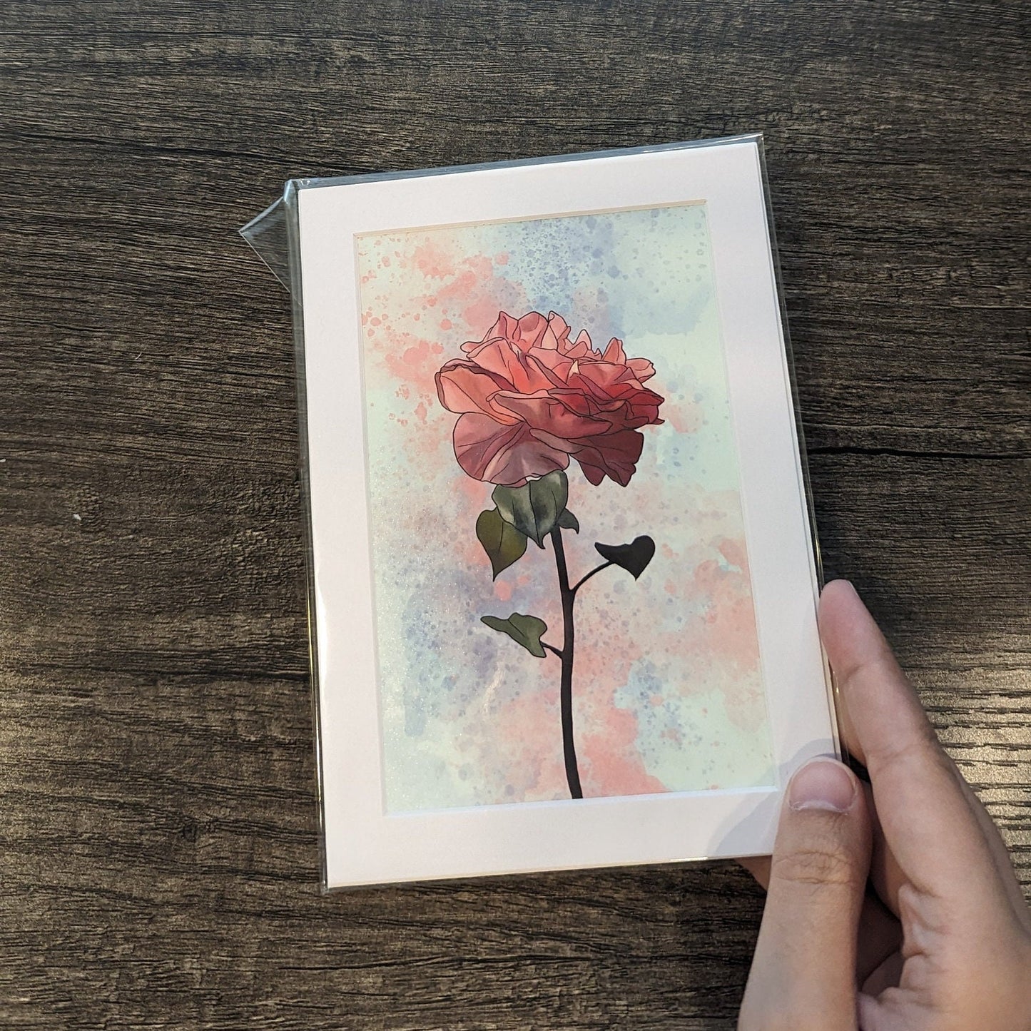 Pink Rose Painting - 4" x 6" Watercolor Flower Print