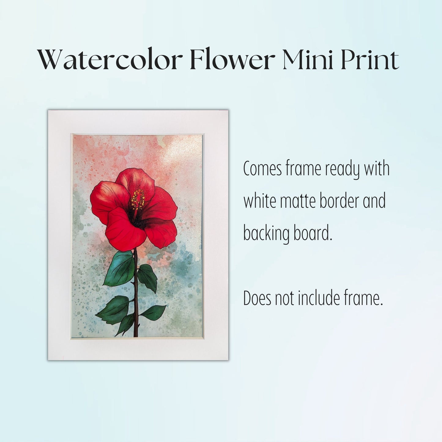 Red Hibiscus Painting - 4" x 6" Watercolor Flower Print