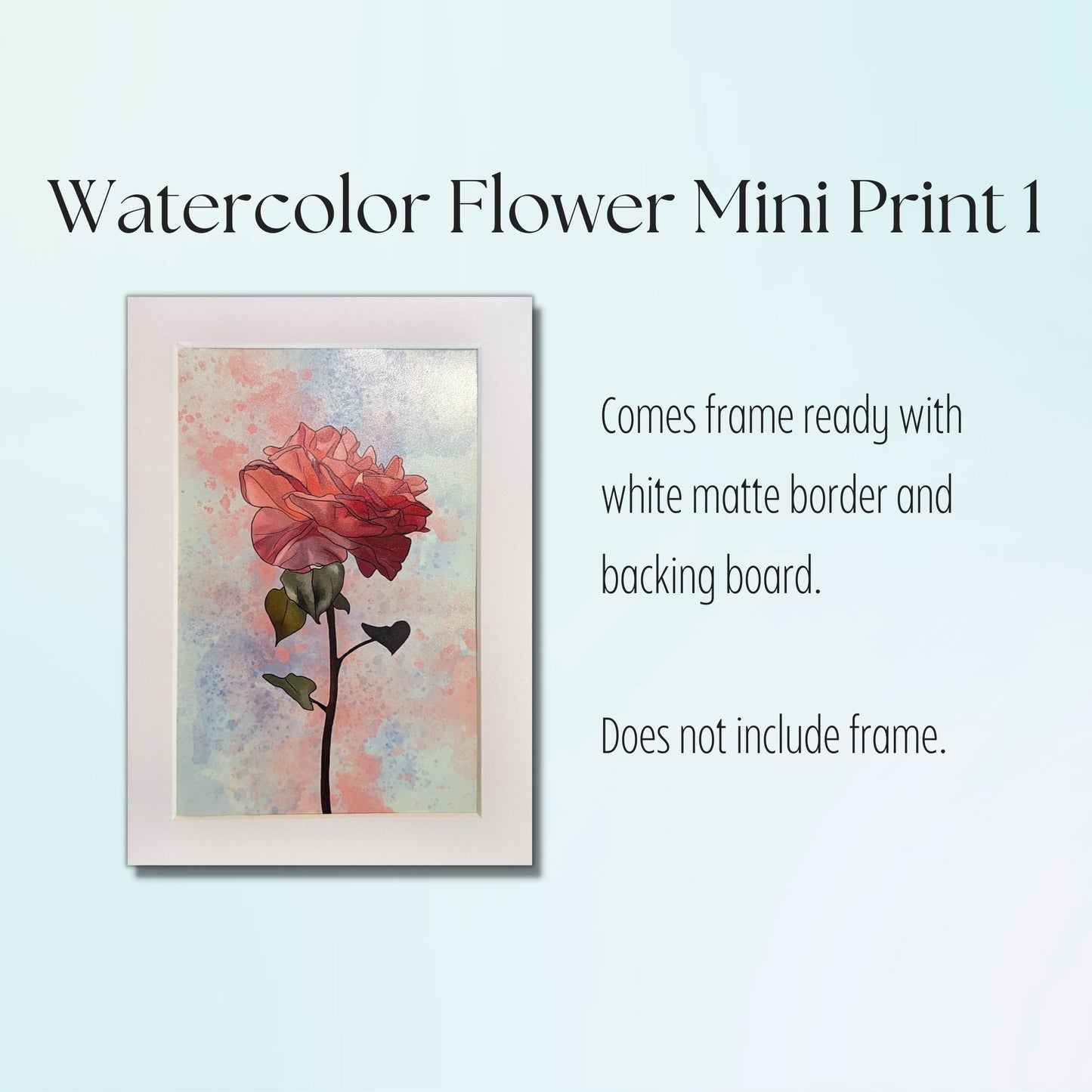Pink Rose Painting - 4" x 6" Watercolor Flower Print