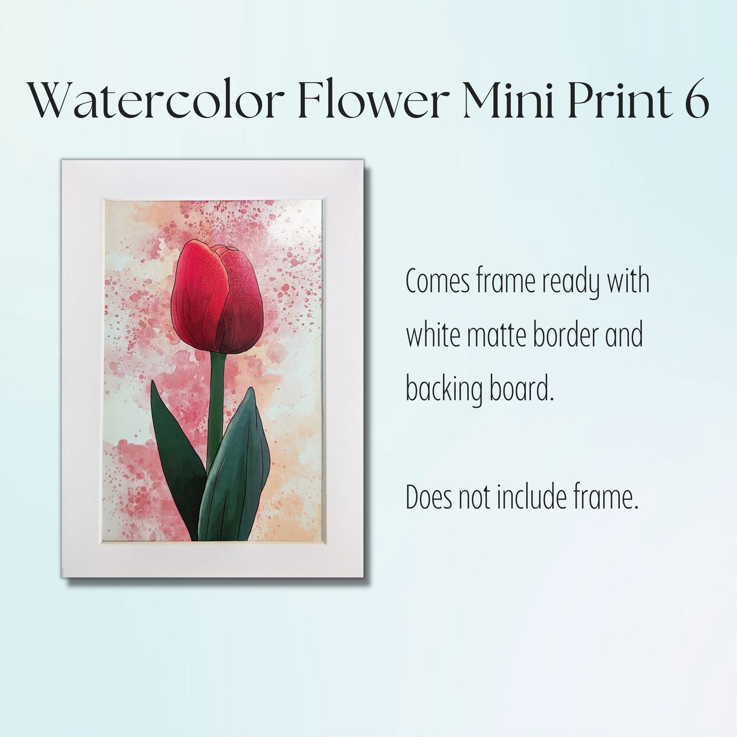 Red Tulip Painting  - 4x6 Watercolor Flower Print