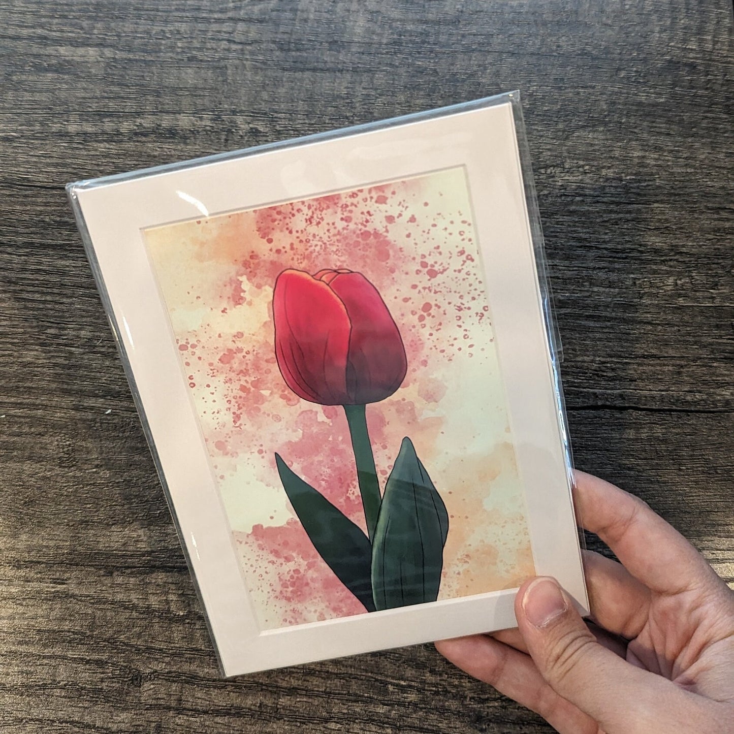 Red Tulip Painting  - 4x6 Watercolor Flower Print