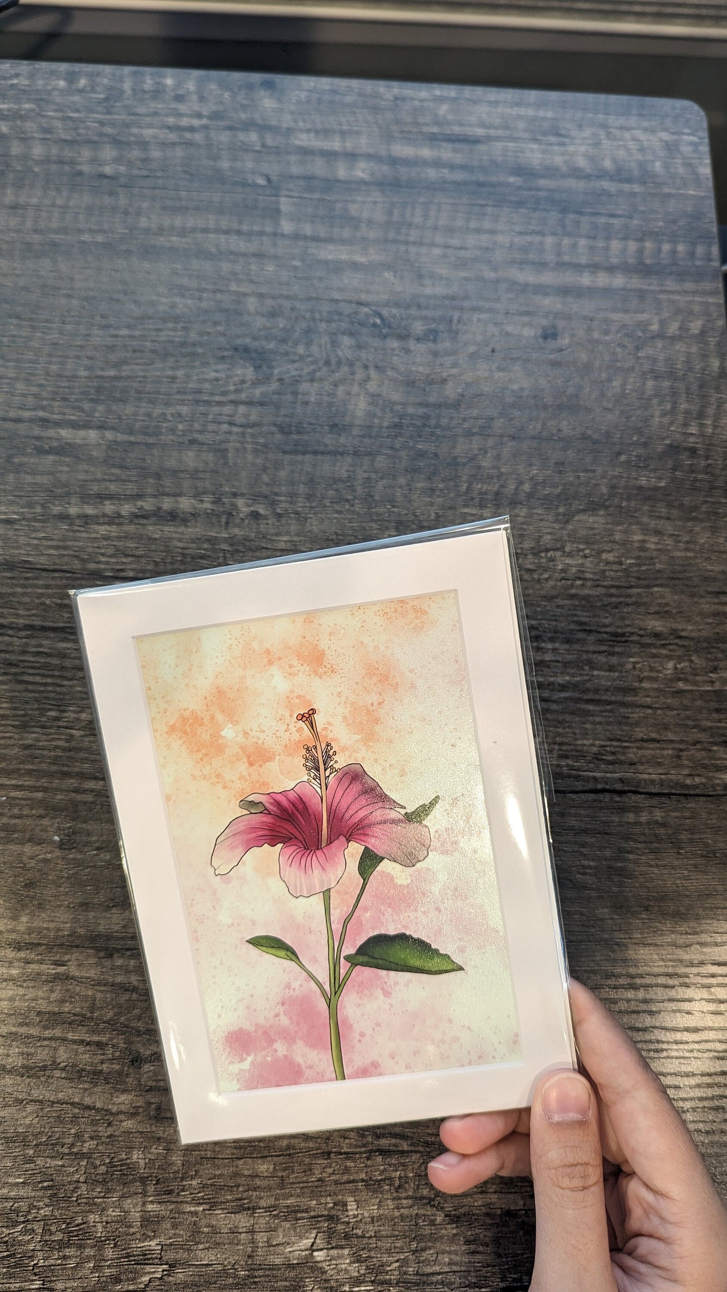 Pink Hibiscus Painting - 4" x 6" Watercolor Flower Print