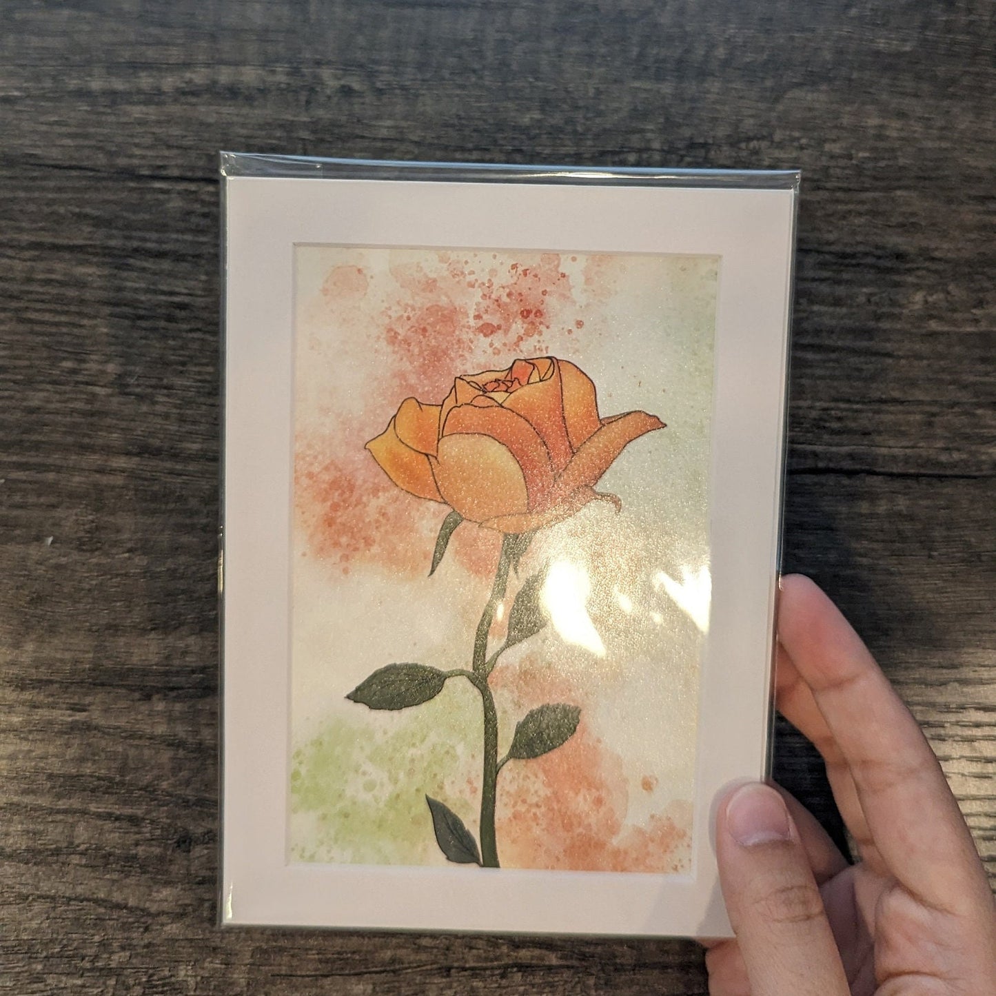 Orange Rose Painting - 4" x 6" Watercolor Flower Print