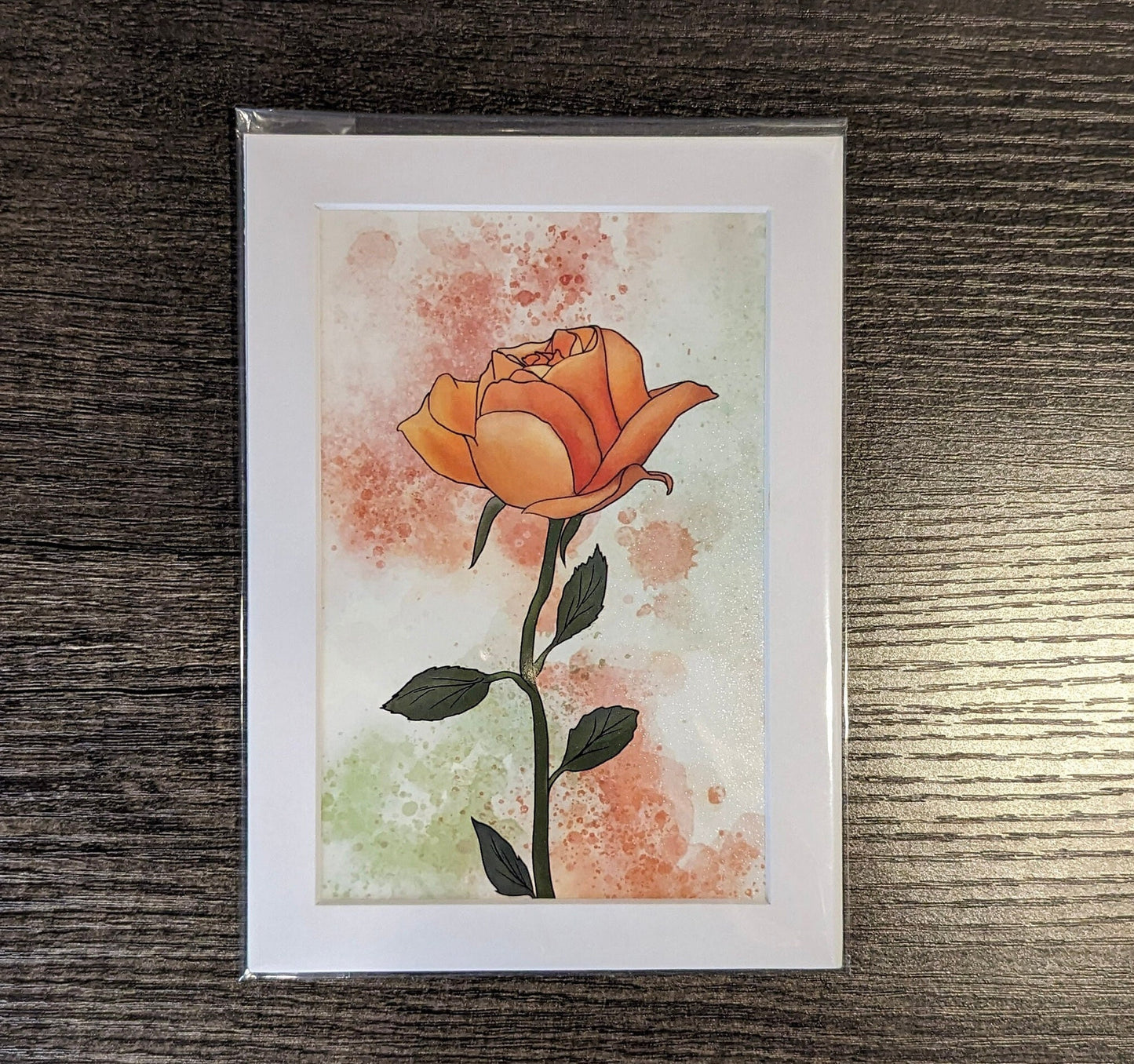 Orange Rose Painting - 4" x 6" Watercolor Flower Print