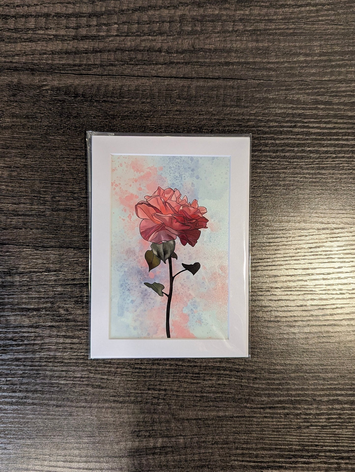 Pink Rose Painting - 4" x 6" Watercolor Flower Print
