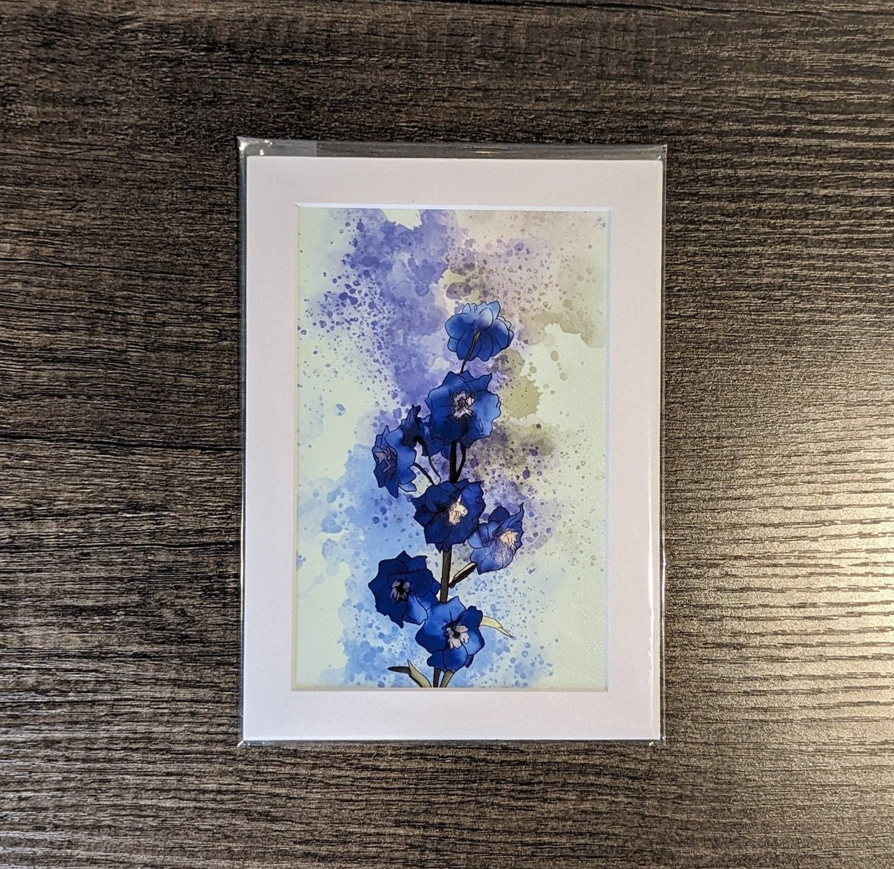 Delphinium Painting - 4x6 Watercolor Flower, Floral Wall Art Print