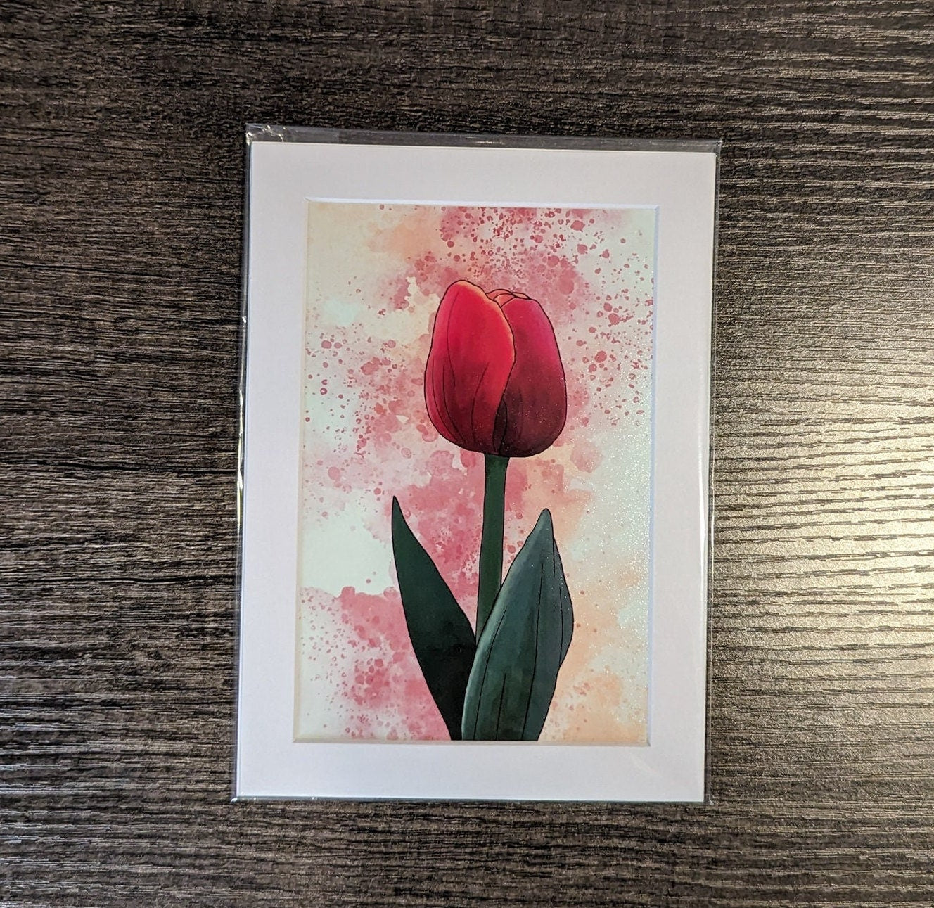 Red Tulip Painting  - 4x6 Watercolor Flower Print