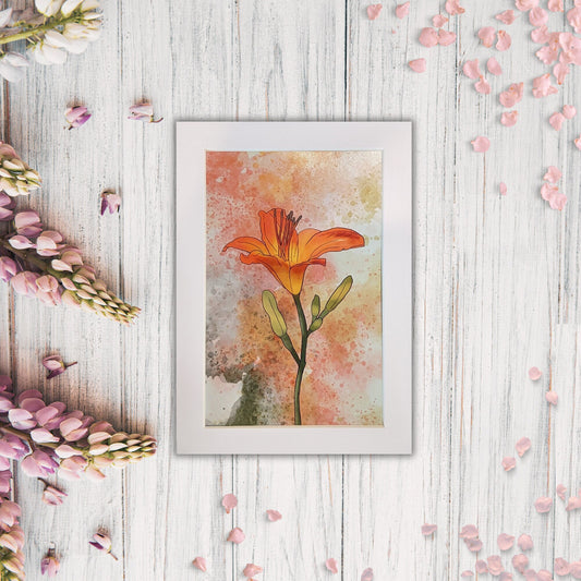 Orange Lily Painting - Watercolor Flower Print