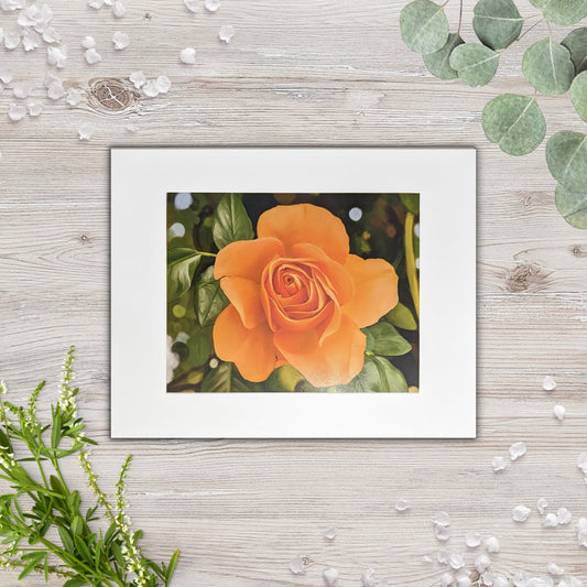 Orange Rose Painting - 4" x 6" Art Print