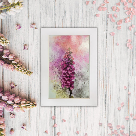 Foxglove Painting - 4x6 Watercolor Flower, Floral Wall Art Print