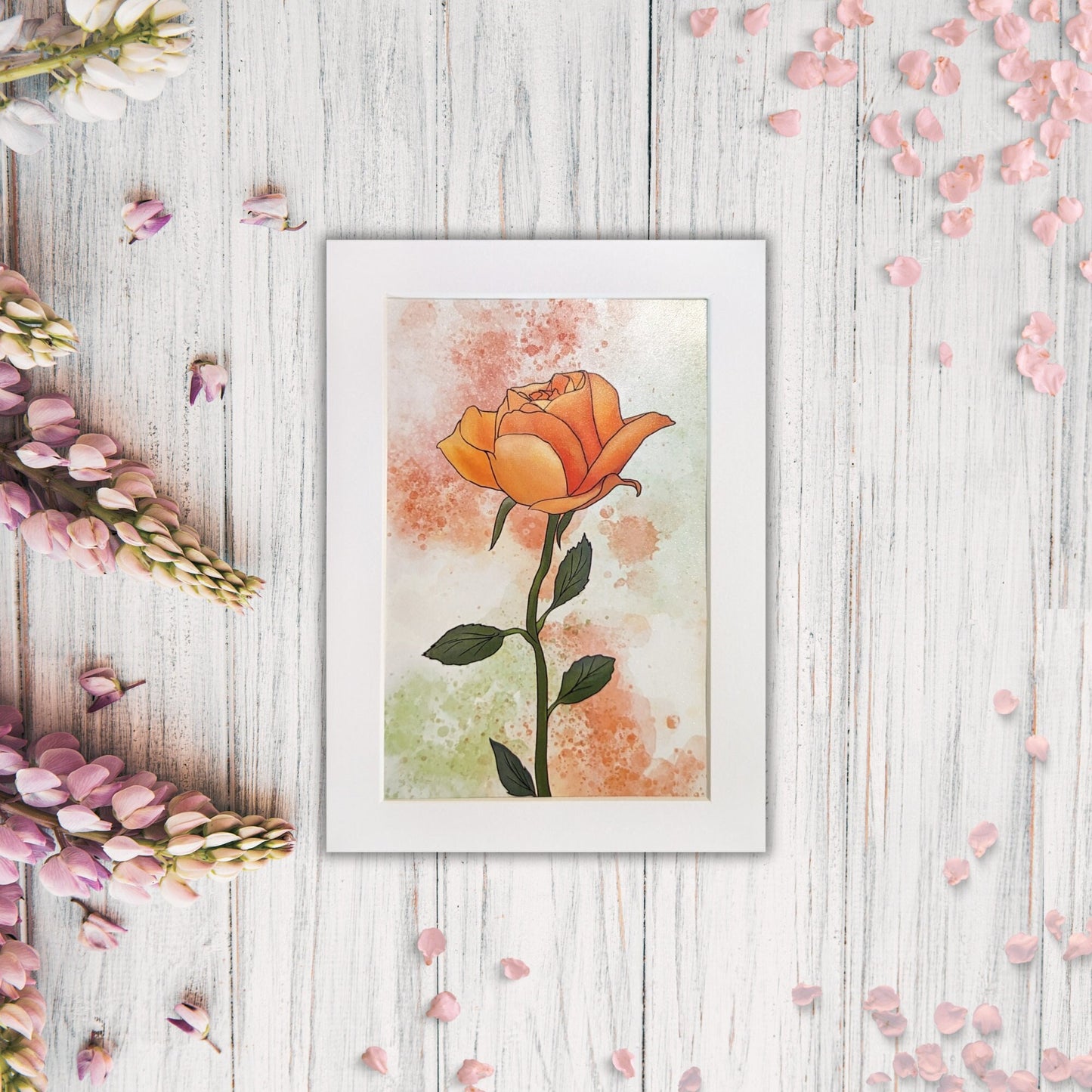 Orange Rose Painting - 4" x 6" Watercolor Flower Print