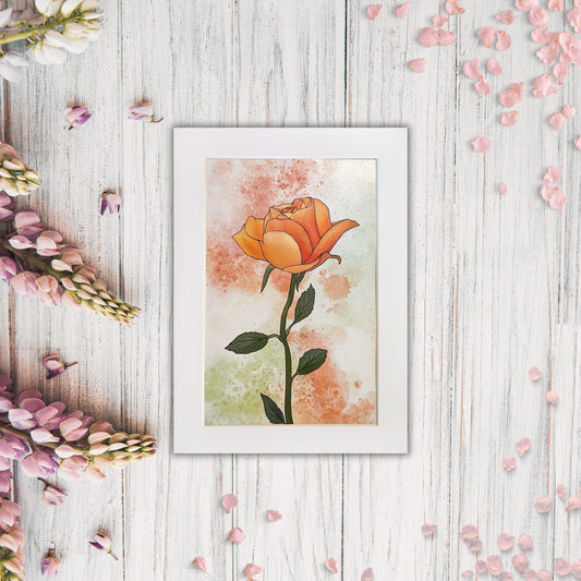 Orange Rose Painting - Watercolor Flower Print