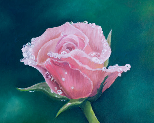 Raindrop Rose Painting Print